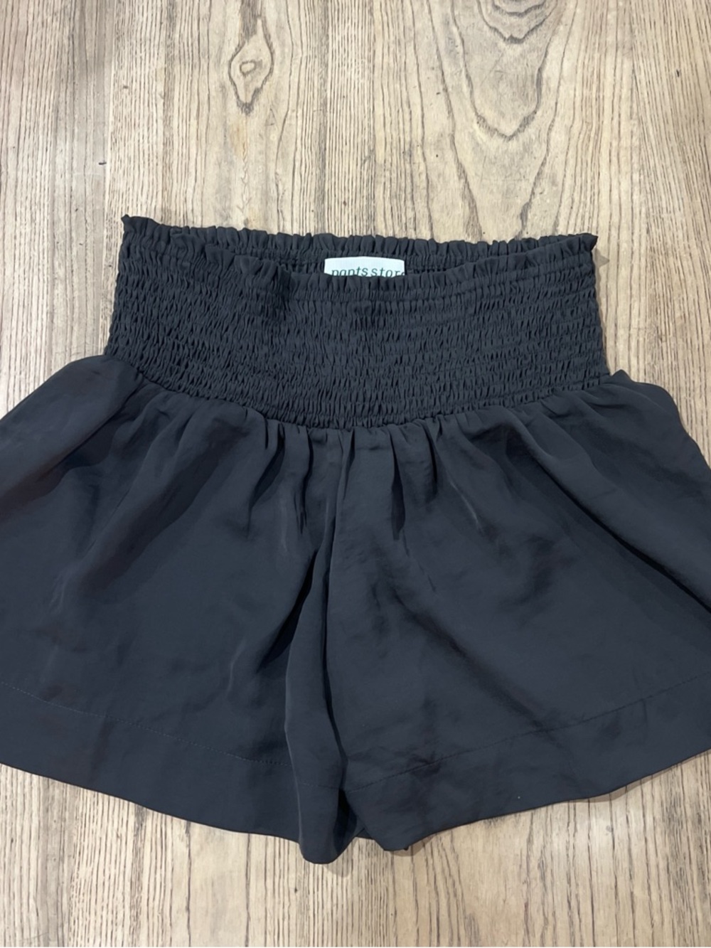 High-Waist Smocked Black Women's Shorts